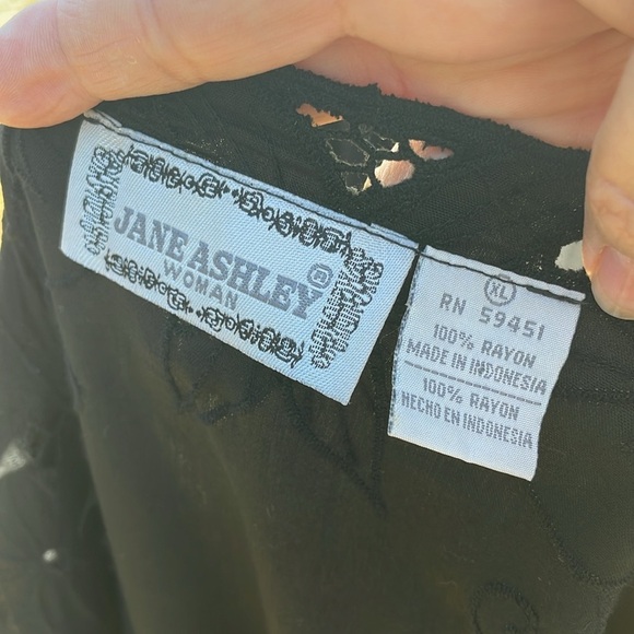 VTG Y2k Jane Ashley Black CottageCore Battenberg embroidered Skirt Set  XL - Picture 9 of 9